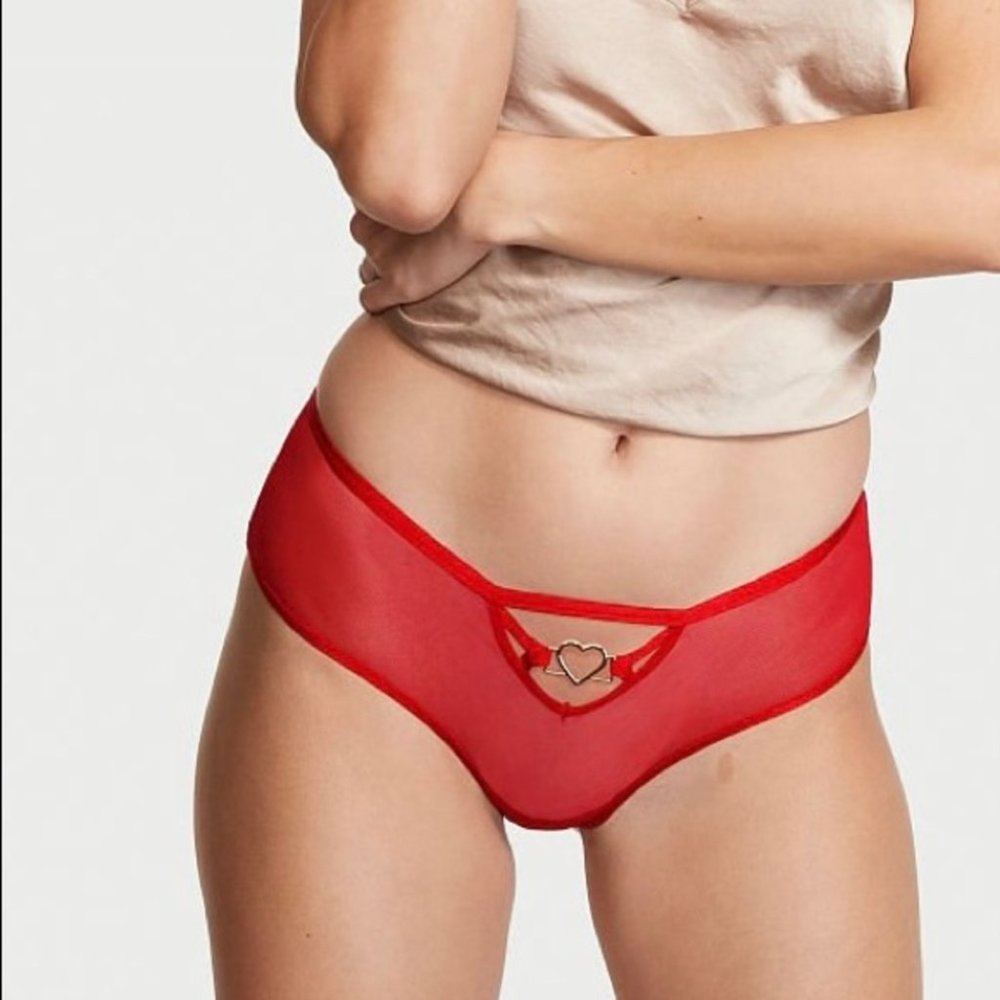 New Victoria secret ouvert Panty floral heart cut out cheeky Lace Mesh underwear